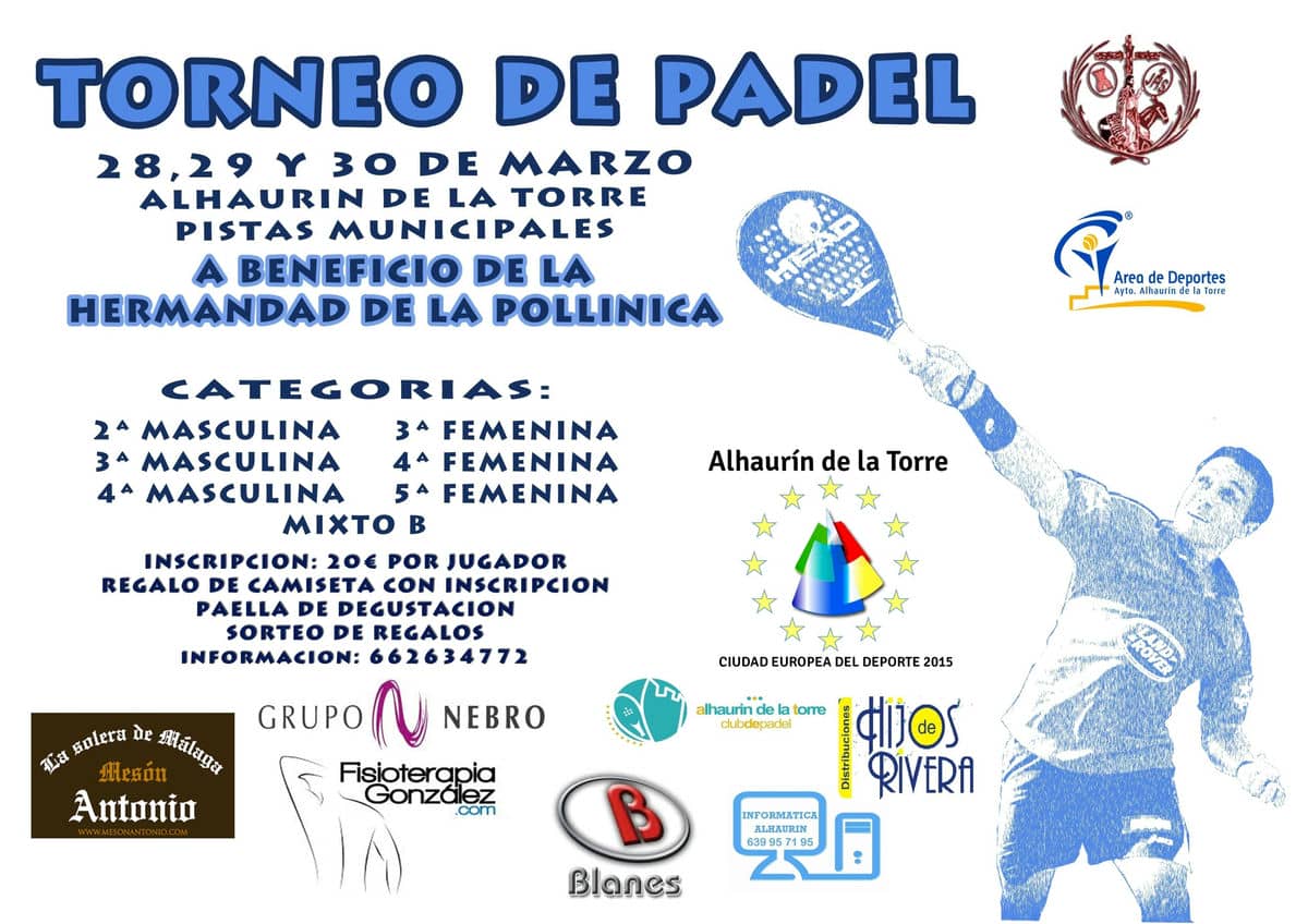 Este fin de semana, Torneo de Pádel a beneficio de la cofradía de la Pollinica