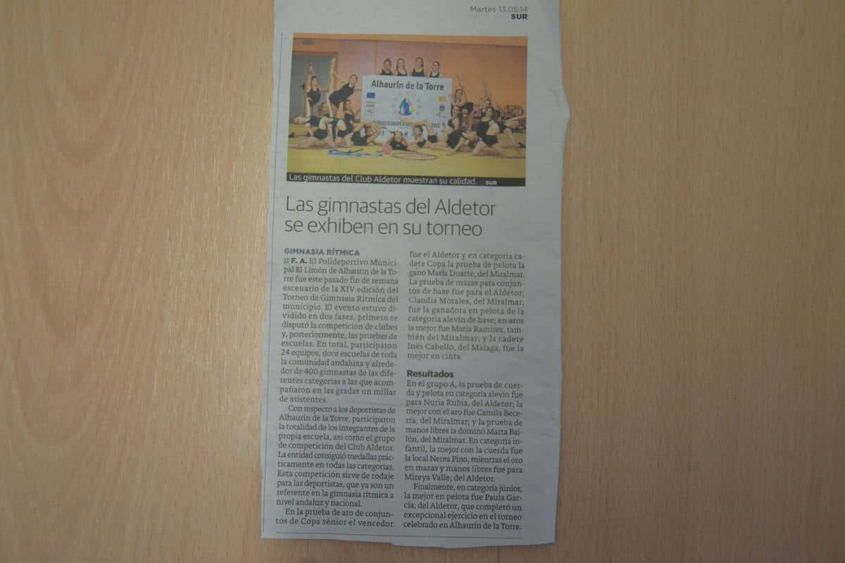 La gimnasia rítmica de Alhaurín de la Torre en el diario SUR