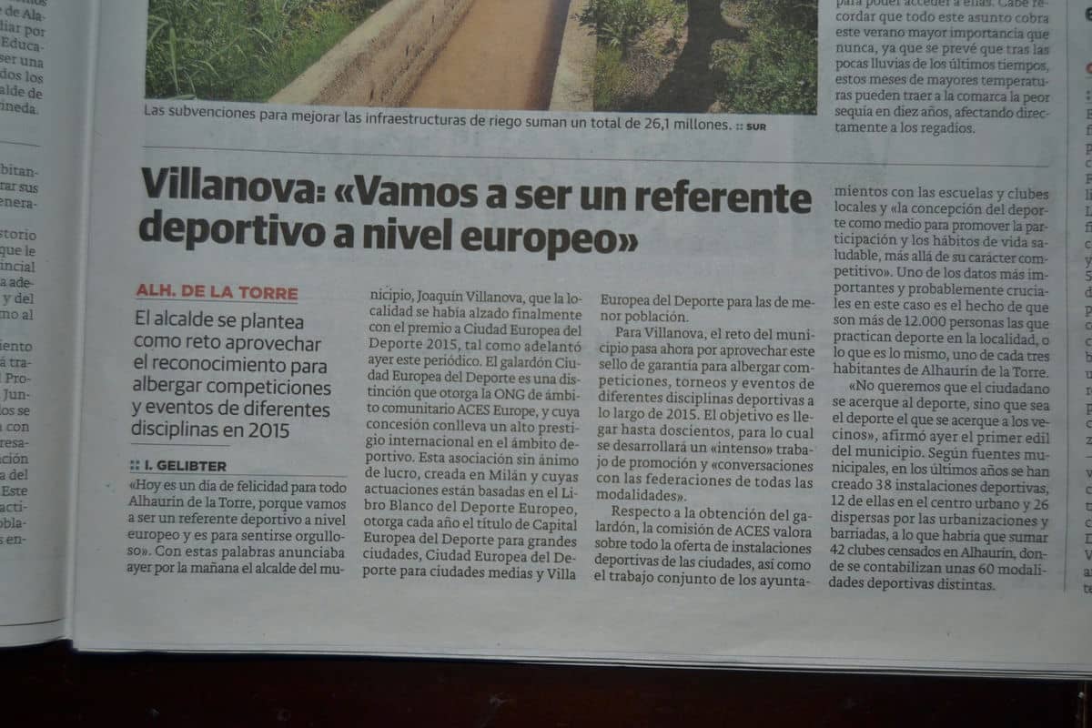 Declaraciones de Joaquín Villanova reflejadas en el Diario Sur