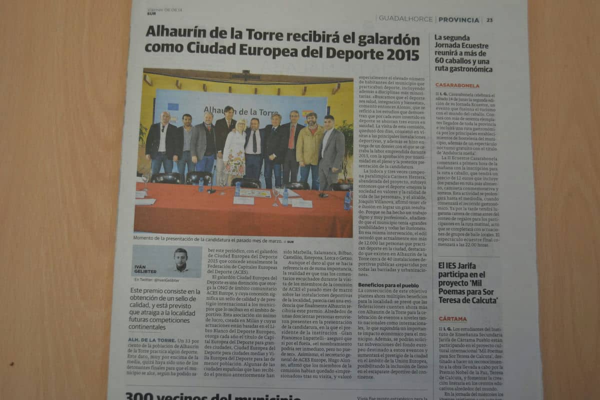 Alhaurín de la Torre, Ciudad Europea del Deporte en el diario SUR