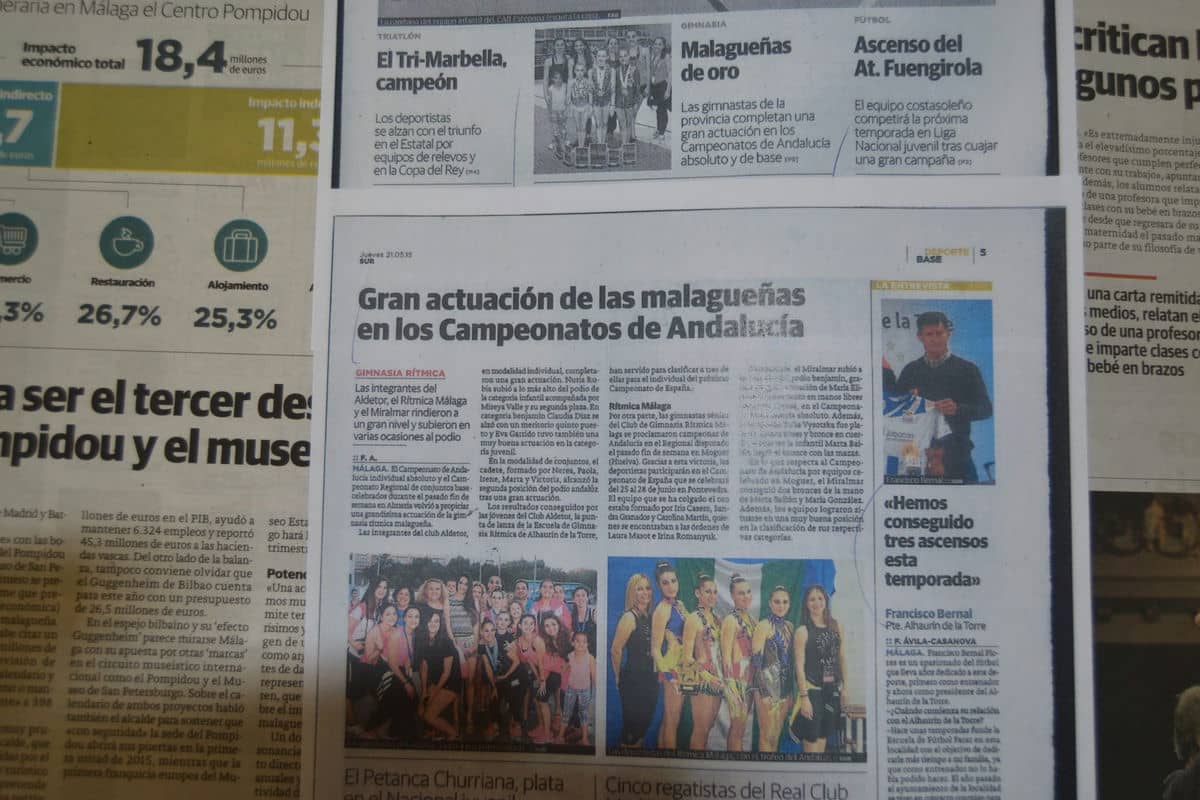 La rítmica de Alhaurín de la Torre nuevamente en el diario SUR