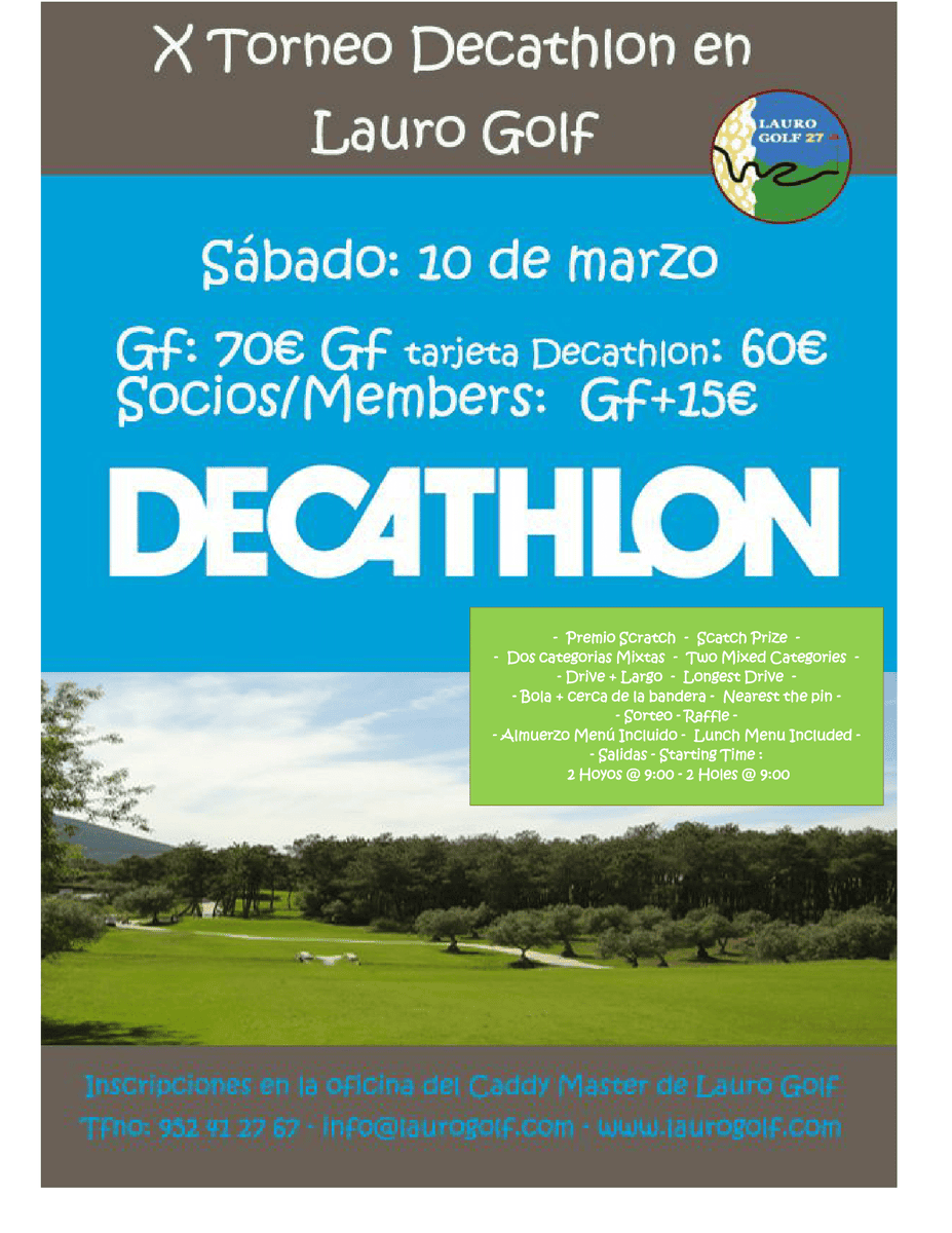Debido al mal tiempo, se pospone el X Torneo Decathlon preparado por Lauro Golf