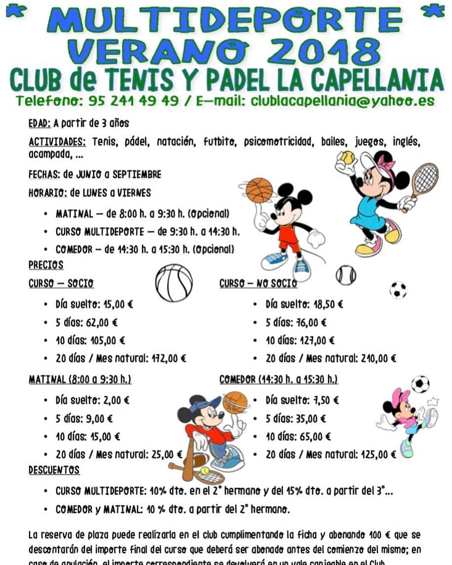 Tenis, natación, padel, psicomotricidad y mucho mas este verano en el Club Capellanía