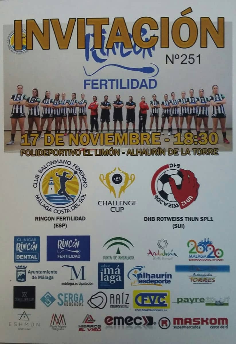 Vente al partido de balonmano del Rincón Fertilidad de mañana sábado en Alhaurín de la Torre