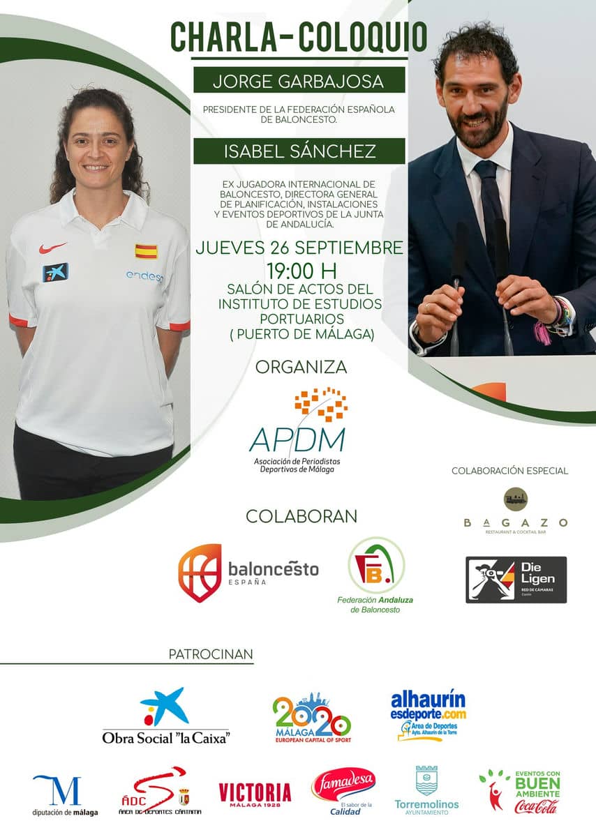 Jorge Garbajosa e Isabel Sánchez mantendrán una charla-coloquio en el Puerto de Málaga este jueves