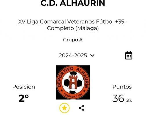 Los Veteranos del Deportivo Alhaurín finalizan la Liga en segunda posición